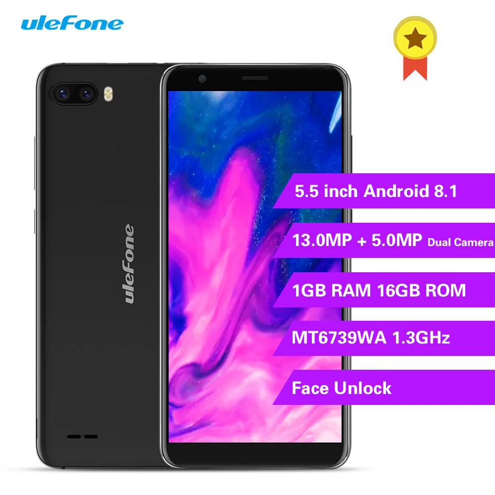 Оригинальный Ulefone S1 Pro 4G смартфон 5 дюймов Android 8 1 ГБ ОЗУ 16 Гб ПЗУ 13 0 МП + Двойная