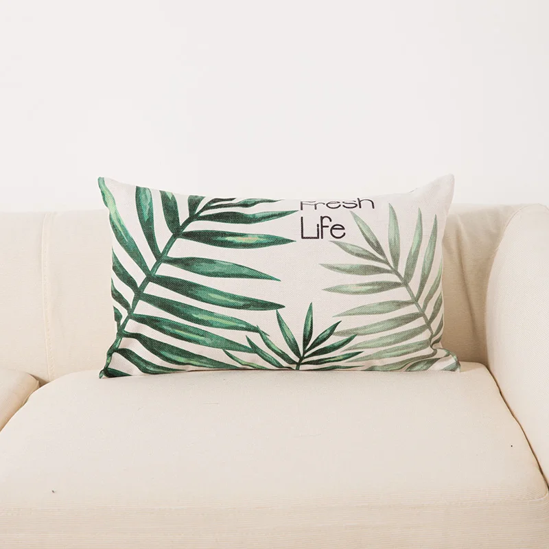 Хлопковая и льняная Подушка с двусторонним принтом маленькая поясничная