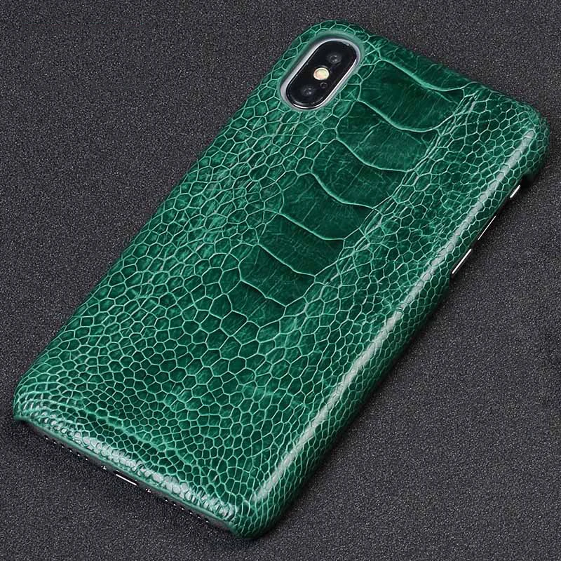 100% натуральная страусиная кожа чехол для телефона iPhone X 11 Pro Max 12 Mini XR XS MAX 7 8 Plus 6s 6 5 SE