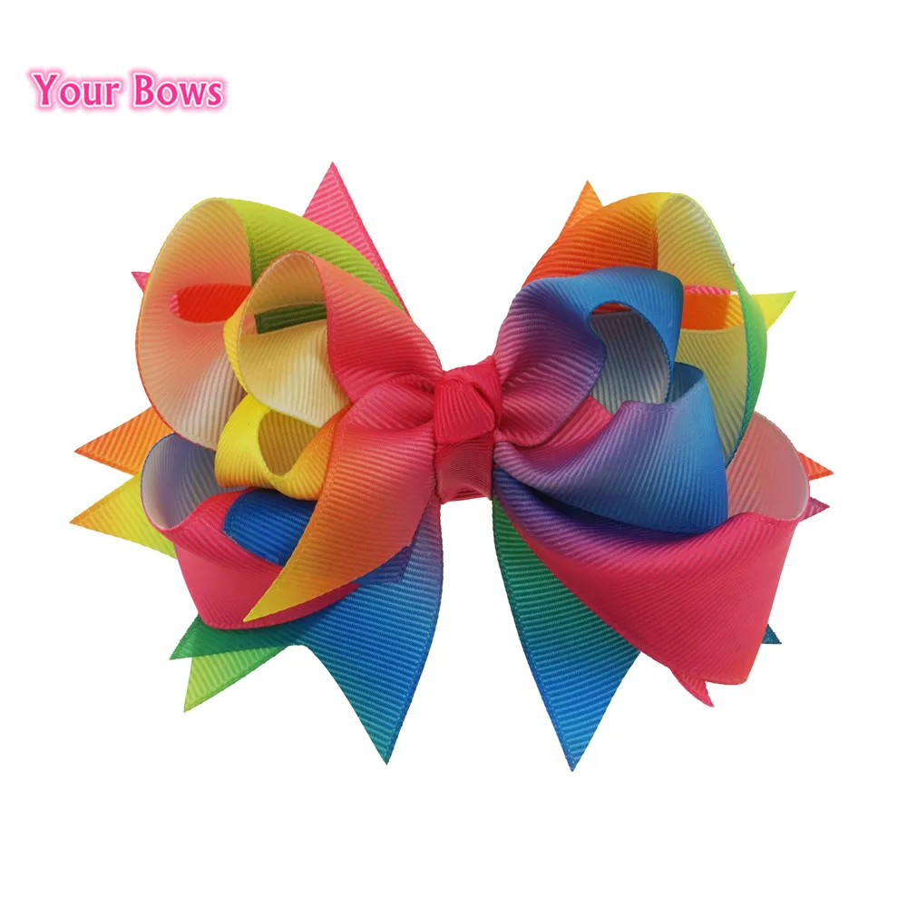 5 дюймов радужные бутиковые банты твои для девочек высококачественные заколки
