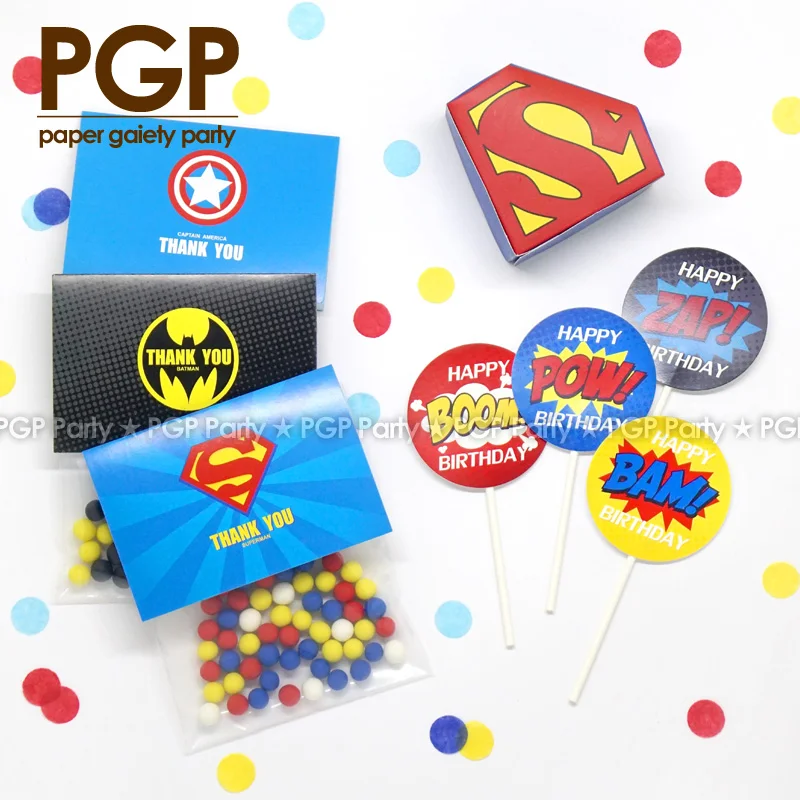 [PGP] супергерой конфеты коробка мешок торт Топпер Супермен Бэтмен Лига