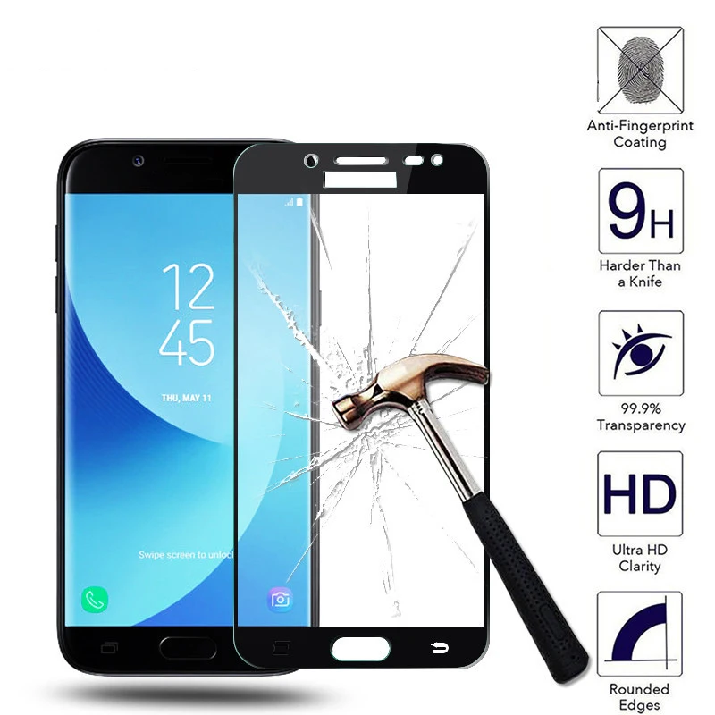 Полностью изогнутое закаленное стекло для Samsung Galaxy S9 Plus A3 A5 A7 J5 J7 J3 2017 Защитное