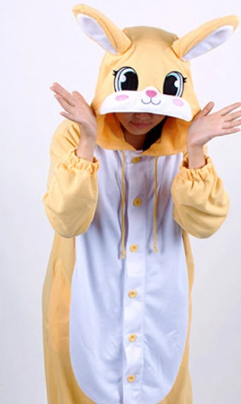 New Adult Animal yellow rabbit Cosplay Pajamas Onesie Sleepwear Costume |