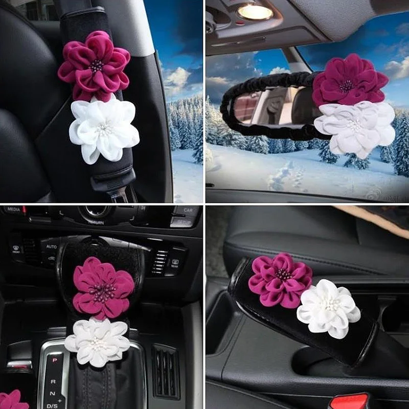 Car Safety Seat Belt Cover Rose Flower Seatbelt Shoulder Pads Plush Padding Auto Accessories Interior Decoration for Women Girls Car Safety Seat Belt Cover Rose Flower Seatbelt Shoulder Pads Plush Padding Auto Accessories Interior Decoration for Women Girls