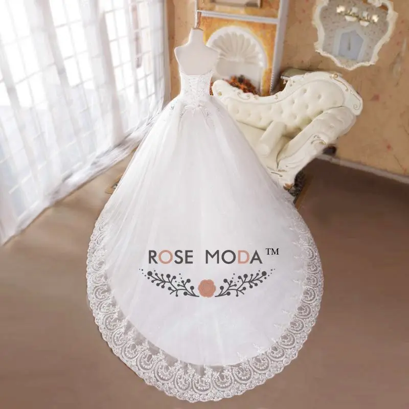 Кружевное Свадебное платье без бретелек с аппликацией ТРАПЕЦИЕВИДНОЕ