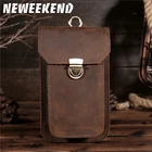 Кожаная поясная сумка Crazy Horse для мужчин, винтажная забавная дорожная сумочка на бедро, кошелек с петлями, 2089