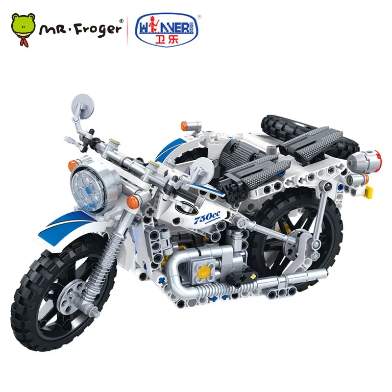1:8 WEILE Строительные кирпичи Technic Sidecar модель мотоцикл СОЗДАТЕЛЬ серии наборы