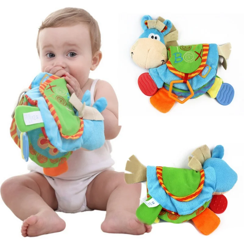 

TOP Newborn Baby Rattles Teether Toys Cute Donkey Animal Cloth Book For Toddlers Learning early Education Toys Christmas Gift