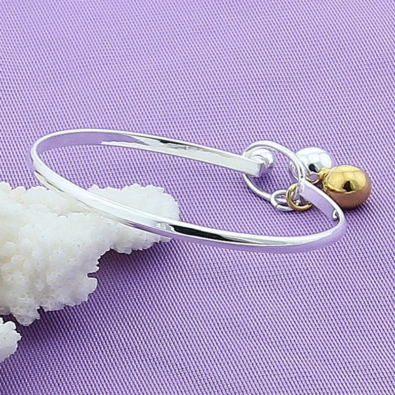 Женский браслет из серебра 925 пробы с золотыми колокольчиками | Украшения и