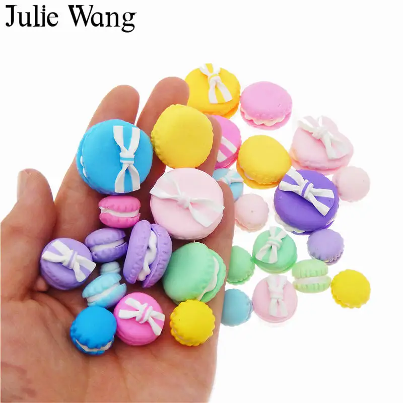 

Julie Wang 20PCS Polymer Clay Cream Macaron Cake Food Cabochon Charms Pendants Home Phone Decoration Jewelry Making Accessory