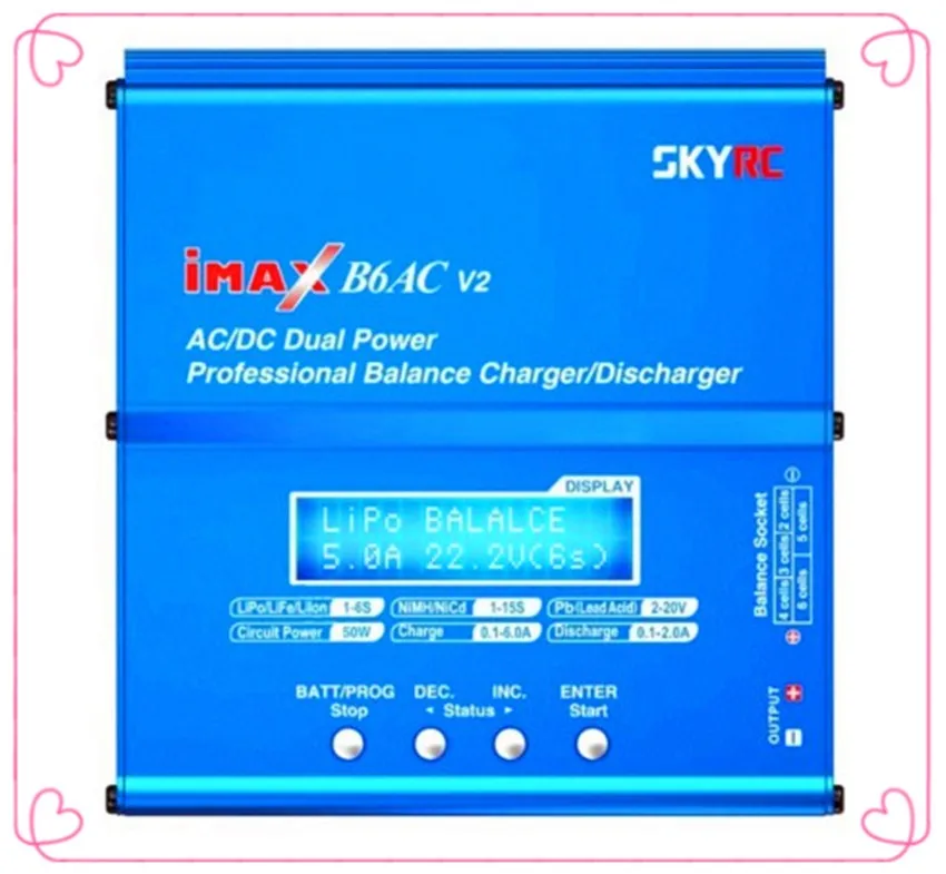 SKYRC B6AC V2 50 Вт Lipo Батарея баланс Зарядное устройство ЖК дисплей Дисплей Dis для RC