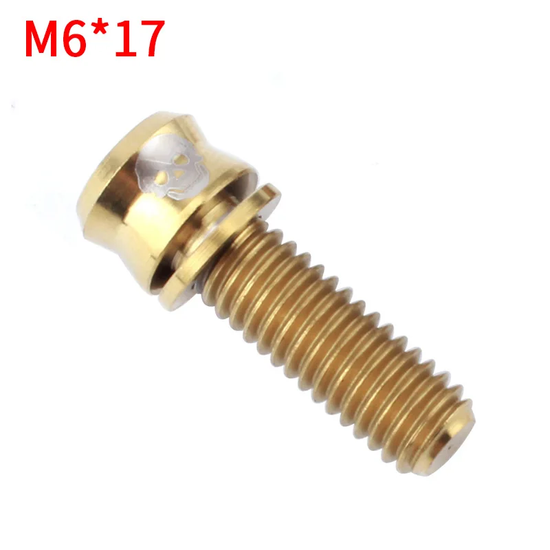 M6-17 Gold MUQZI горный шоссейный велосипед M6* 17/19 титановый сплав фиксированная Шестерня дисковый тормоз руль вынос тормозные болты суппорта шурупы с шайбой - Цвет: M6-17 Gold