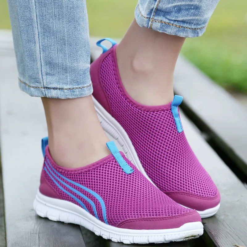

2018 New Arrival Women's Striped Pattern Light Running Shoes Breathable Mesh Low Cut Shoes Sneakers Anti-skid Outdoor Sportswear