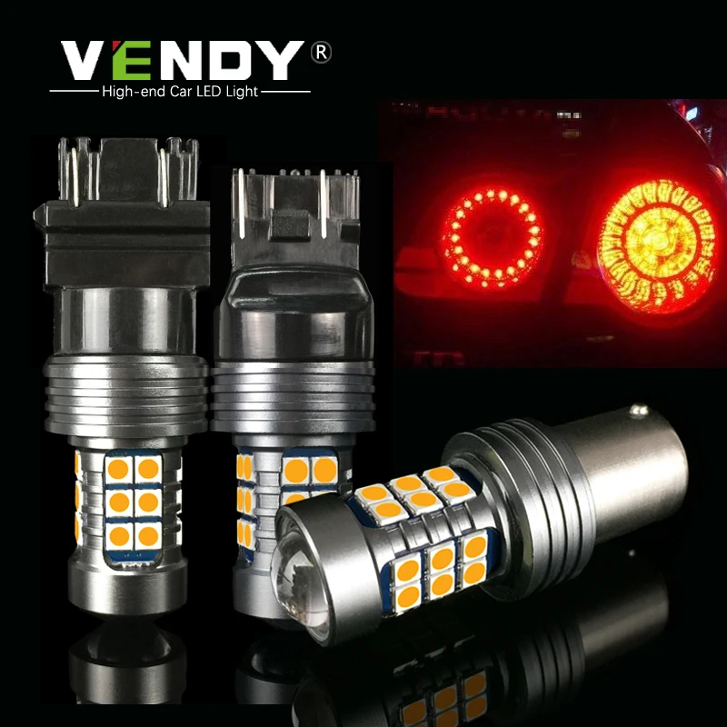 

VENDY 1pcs Car LED Brake Lights Auto Parking Lamps Rear Fog Bulbs 12V 7443 W21/5W BAY15D P21/5W P21W BA15S 3157 P27W