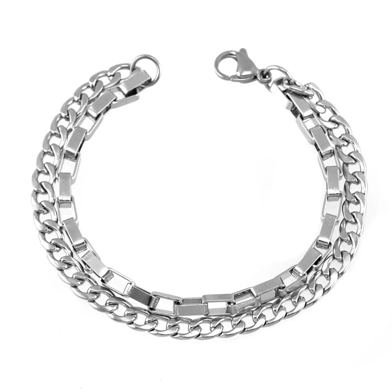 Мужские ювелирные изделия pulseira masculina из нержавеющей стали двухслойные браслеты S. Стальная коробка и цепочка браслет подарок хорошее качество