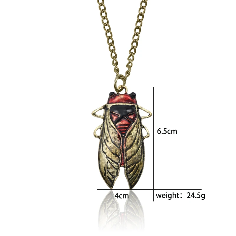

Vintage Steampunk Cicada Ladybug Necklace Pendant Vintage Bronze Metal Animal Insect Ladybird Necklaces Women Choker Jewelry