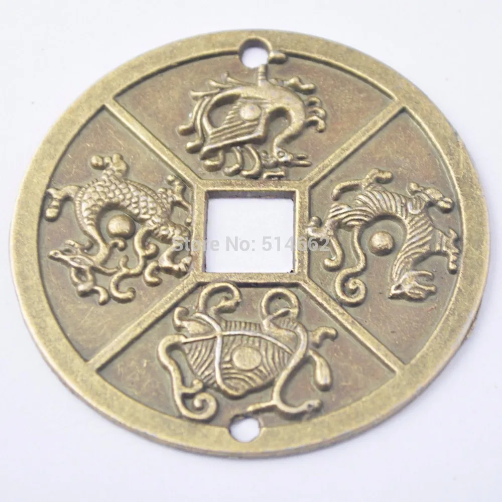 

1 шт. китайские монеты с четырьмя небесными животными, фэн-шуй и Цзин, диаметр: 2,4 дюйма, Y1003
