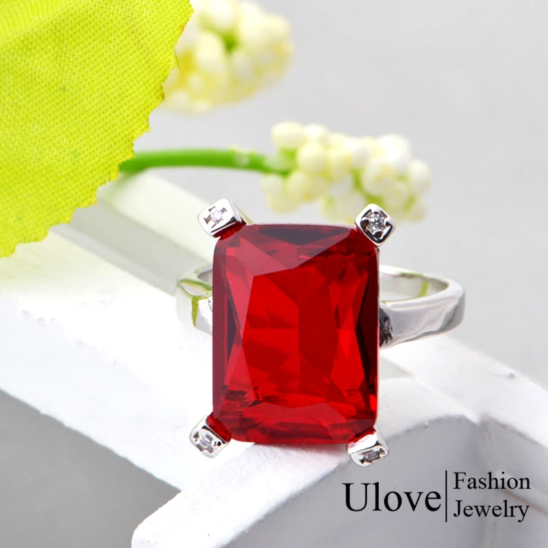 Красная женская бижутерия на палец модное кольцо с фантазийным топазом