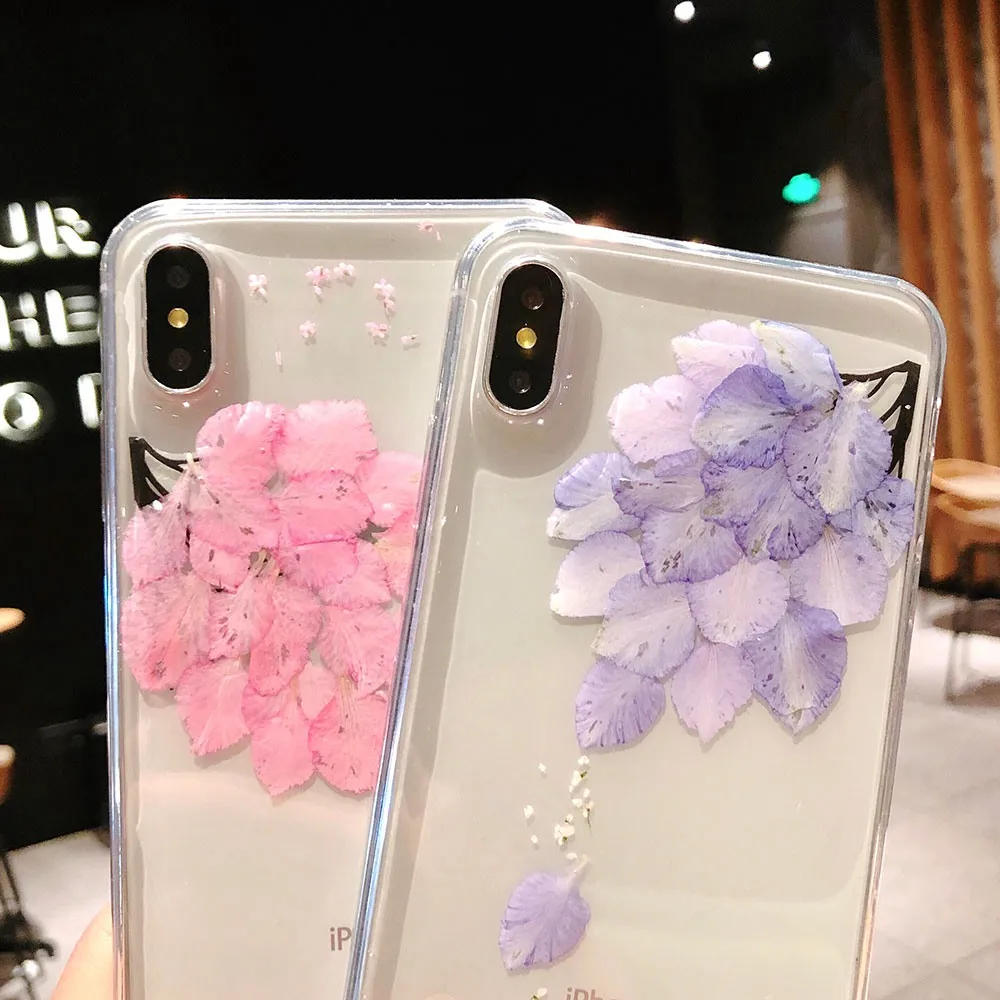 KISCASE Мягкий ТПУ чехол для iPhone 6 S Plus XS MAX X 7 8 5s настоящий цветок высушенный ручной