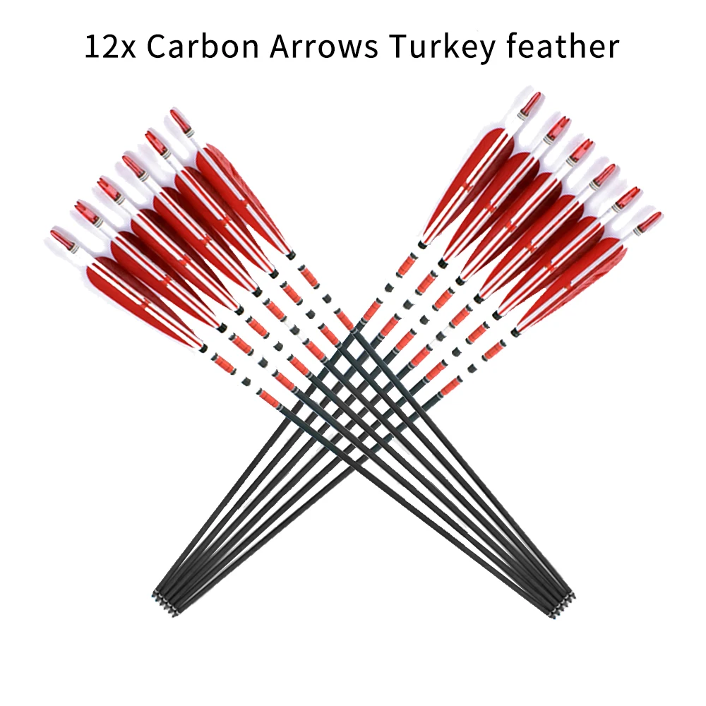 12x охотничий арбалет карбоновые стрелы болты турецкие лопатки для 20-50lbs
