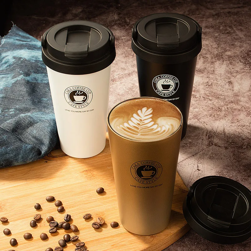 Couple 500ml Portable Travel Coffee Mugs Insulated 304 Stainless Steel sports Cup For Tea Milk Tumbler Breakfast Leakproof cup | Дом и сад