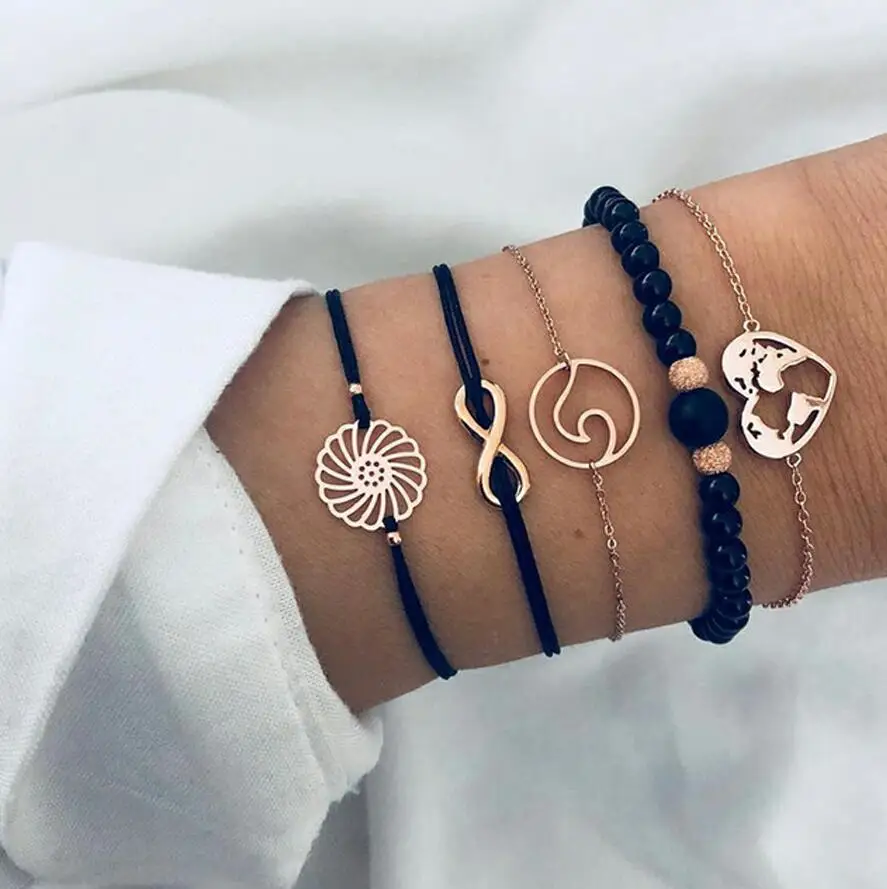 6921-gold Tocona, 20 стилей, Boho, птица, черепаха, карта, сердце, лист, браслеты с элементами в виде стрел, ракушка, бусина, пальма, драгоценный камень, браслет, набор, изысканные женские ювелирные изделия - Окраска металла: 6921-gold
