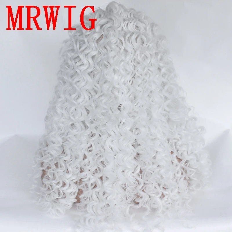 Парик MRWIG цвет белый синтетический Курчавый волнистый фронтальный для