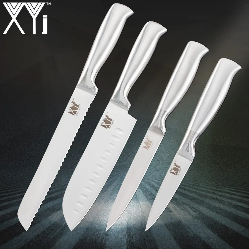 D. 4 Pcs Set XYj кухонные ножи из нержавеющей стали эргономичный дизайн кухонный нож 7cr17 качество лезвия 3," 5" " 8" " 8" дюймов нож - Цвет: D. 4 Pcs Set