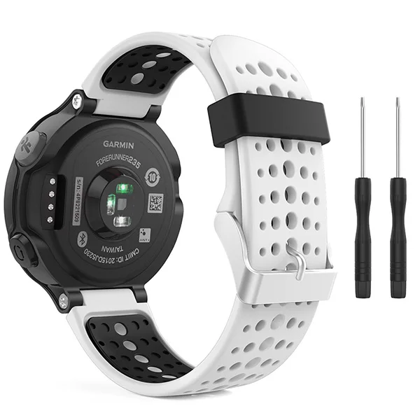 White with Black Для Garmin Forerunner 235 Ремешок Браслет Силиконовый ремешок для смарт-часов Garmin Forerunner 220/230/235/620/630/735XT/235Lite аксессуар - Цвет: White with Black