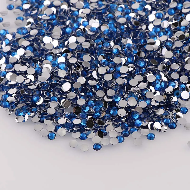 Sapphire Bule 10000 шт 2 3 4 5 мм круглые камни с плоской задней поверхностью украшения клей