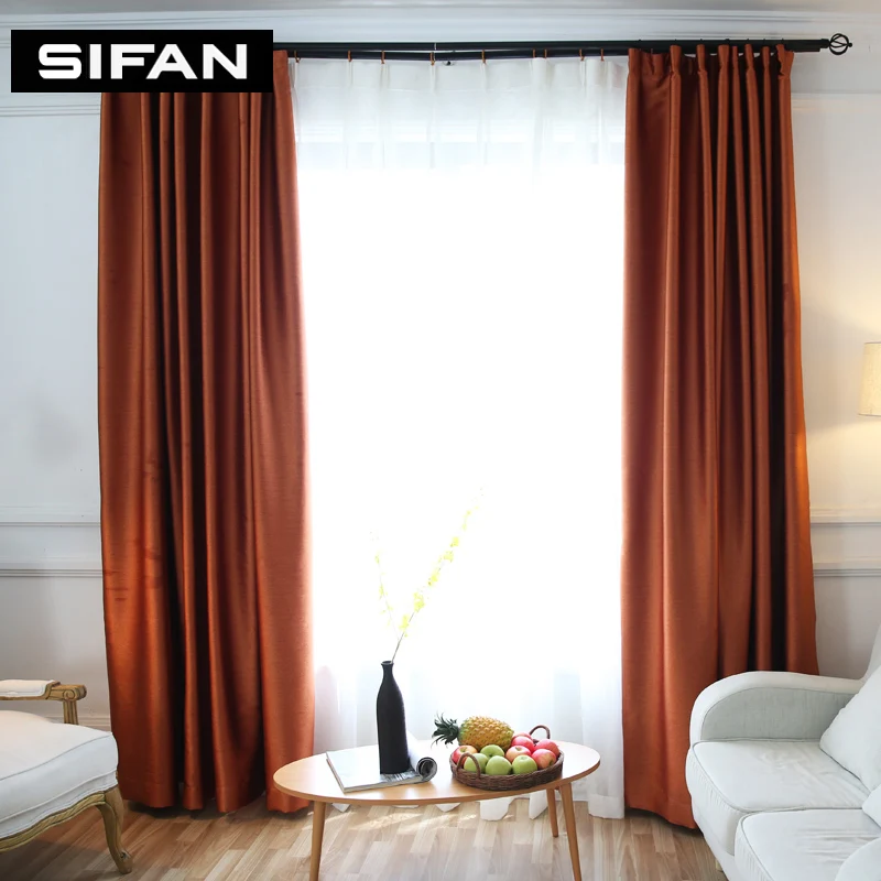 Шторы блэкаут однотонные современные занавески из искусственного шелка для