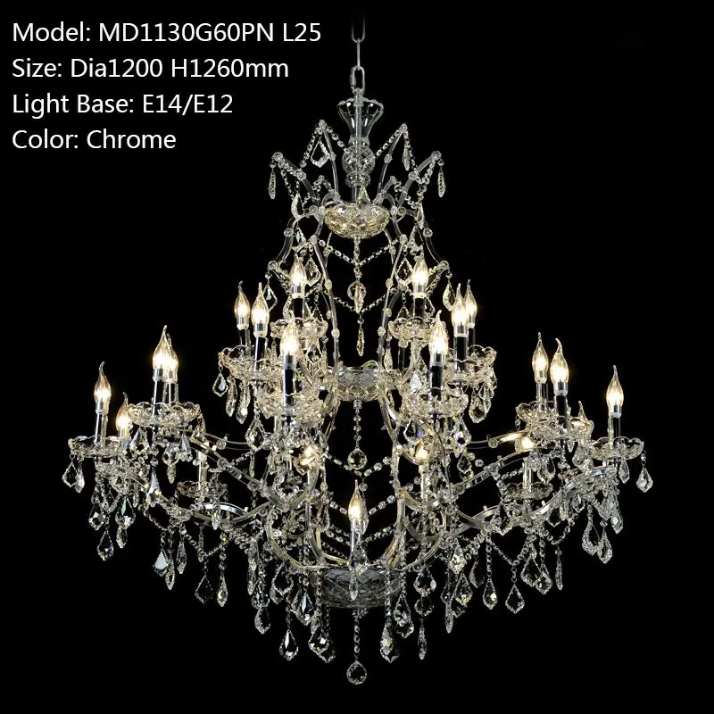 Chrome color Винтажный Кристальный подсвечник светильник 25 огни висит Подвесная лампа кристалл люстры освещение гарантия - Цвет абажура: Chrome color