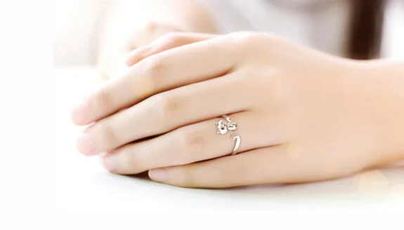 

Flyleaf Cute Cat 925 Sterling Silver Rings For Women Lovely Kittens Open Ring Matte Sterling Silver Jewelry Bague Femme