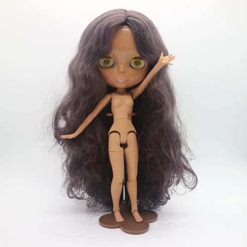 Кукла Обнаженная Blyth черная кожа фиолетовые волосы фабричная кукла 20171117 | Игрушки