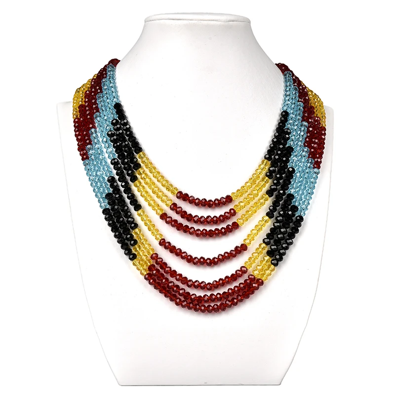 

Wholesale 4.4mm*6.8mm Multilayer Colorful Glass Crystal Diy Necklace 17-25inch Bracelet 7.5inch and 1inch Earrings Making H211
