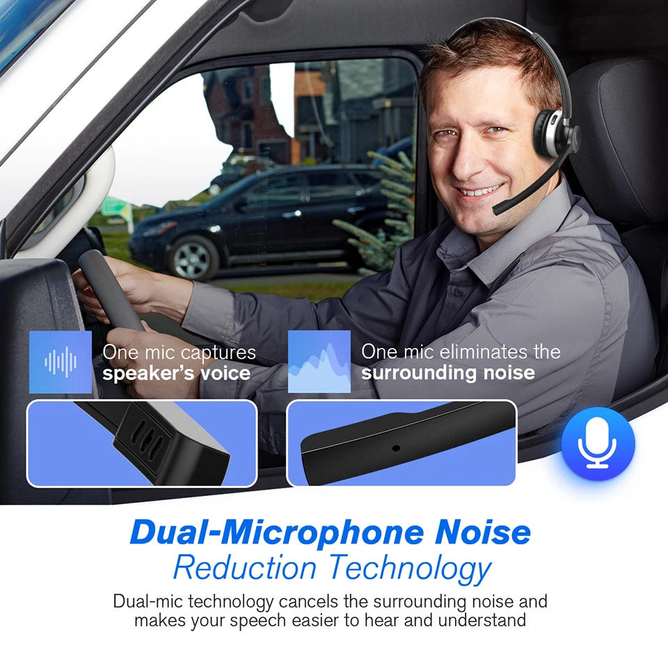 Mpow HC3 Проводные/беспроводные наушники Bluetooth свободные наушники с двойным кристально чистым шумоподавлением Микрофон для колл-центра