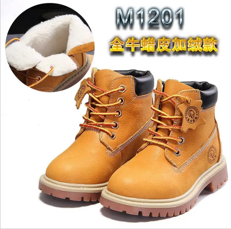 cotton boots Новые зимние водонепроницаемые детские зимние ботинки кожаная обувь первый слой ковбойские ботинки для девочек Теплые детские ботинки для мальчиков - Цвет: cotton boots