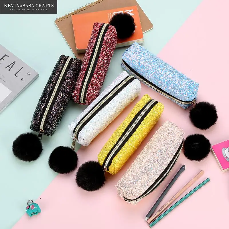 Чехол для карандашей с блестками и бриллиантами качественные школьные