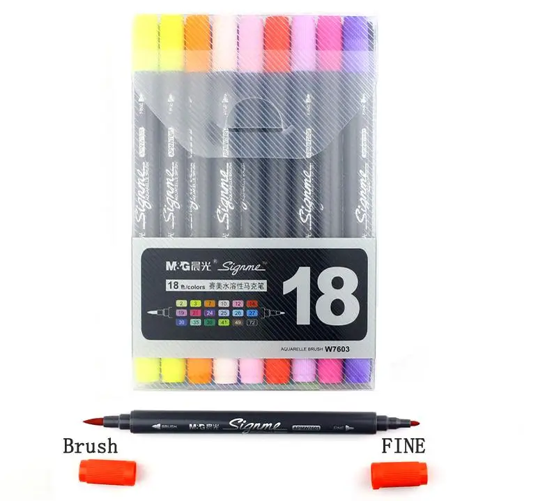 Акварельная кисть набросок с двойным наконечником и маркер 12 18 24 цвета в