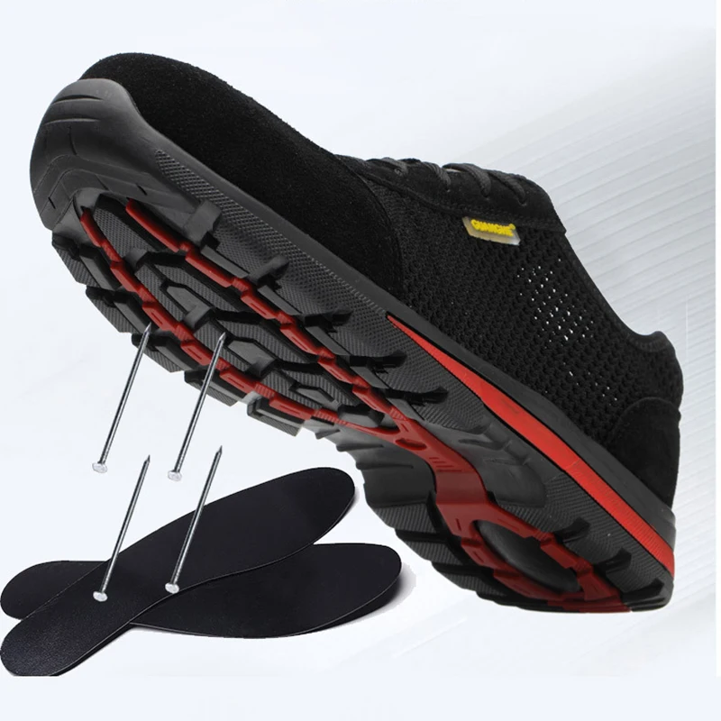 Уличная защитная обувь дышащая безопасная легкие со стальным носком с защитой от