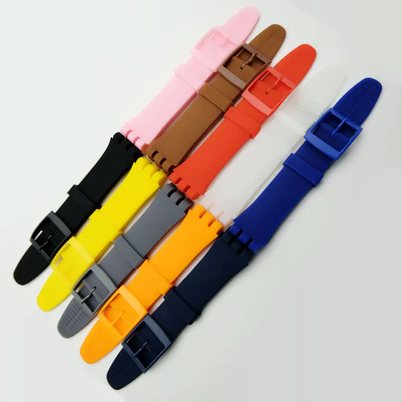Оптовая Смотреть аксессуары для Swatch ремешок с пряжкой силиконовый 16 мм 17 19 20