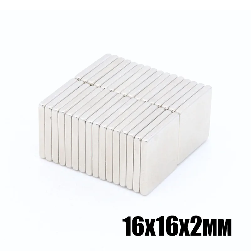 50pcs 16mm x 2mm Strong Powerful Block Square Magnet Craft Model Rare Earth 16*16*2mm Neodymium Permanent 16x16x2 | Обустройство дома