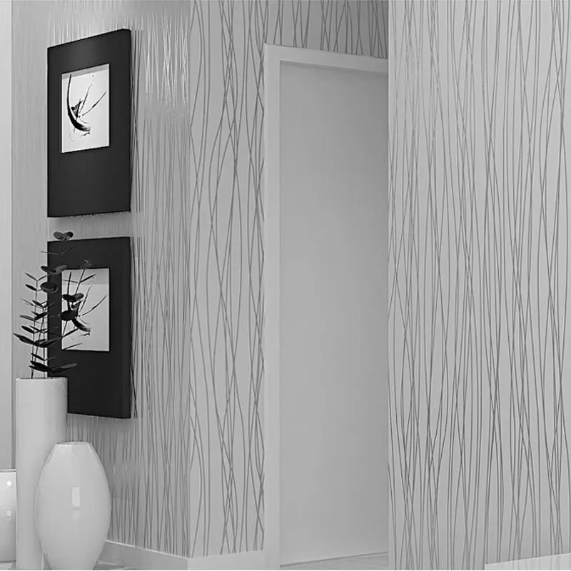 Из нетканого материала модные тонкие стекаются вертикальные полосы обои для  Гостиная диван Задний план стены дома обои 3D серый серебристый | AliExpress