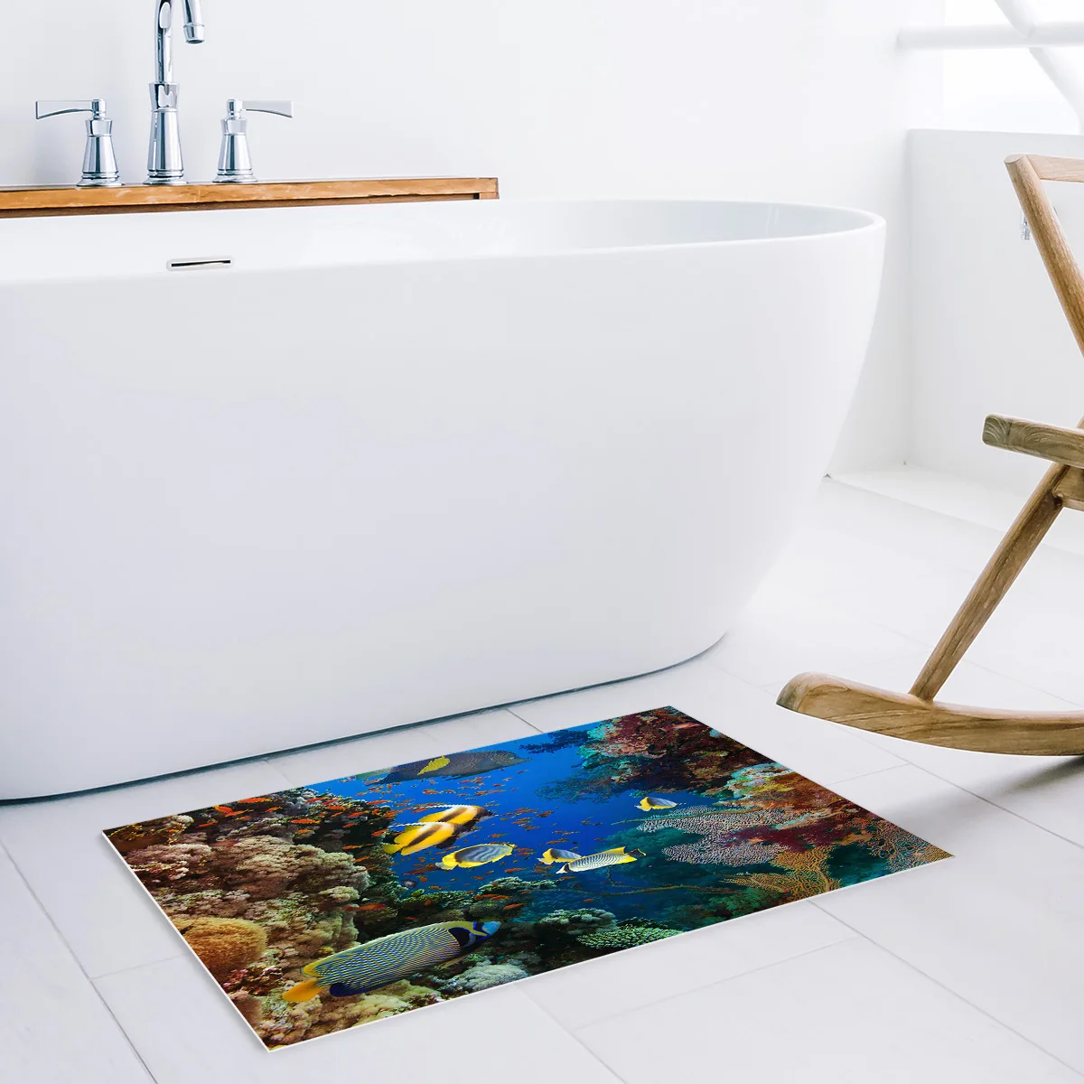 Тропическая рыба коралловый коврик для ванной комнаты с занавеской душа набор