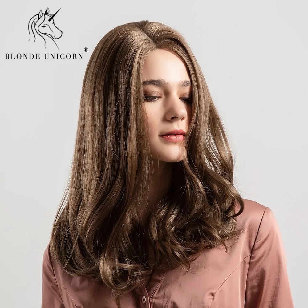 Блонд Единорог 14 дюймов Синтетические натуральные волнистые волосы парик