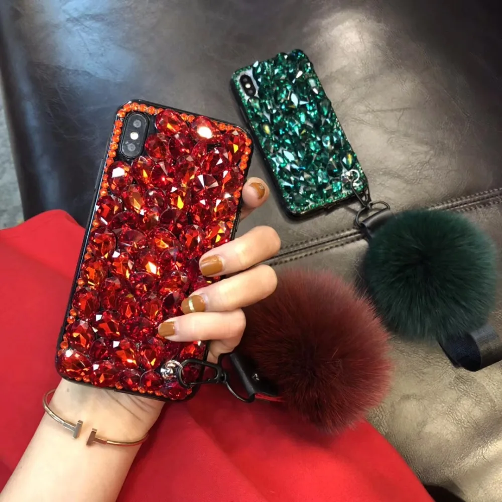 gemstone Rhinestone diamond bling luxury fashion cover for apple iphone 6 6s plus iPhone 7 7P 8 8P X soft mobile phone Case capa |