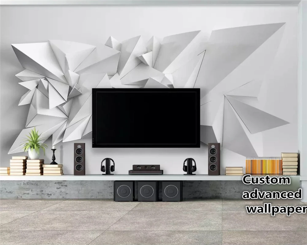 Обои на заказ современный минималистичный 3d треугольник ТВ фон обои домашний