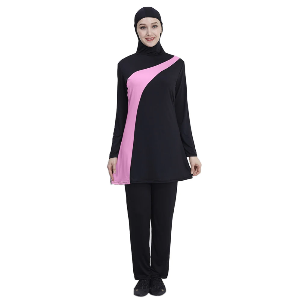S XL размера плюс женский Мусульманский купальник из двух частей с длинными