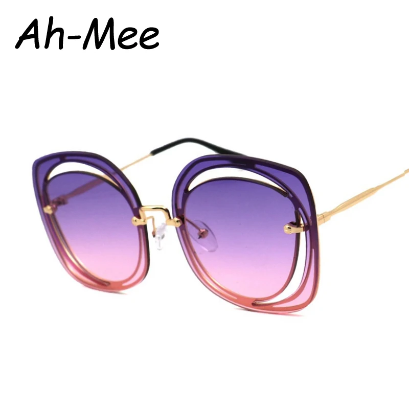 2019 стильные женские солнцезащитные очки без оправы Ретро стиль негабаритная