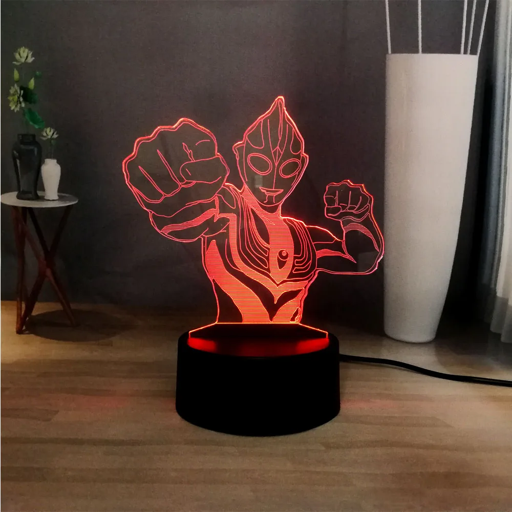 Акриловый 3D мультипликационный Ультрамен Altman RGB 7 цветов меняющий спальню